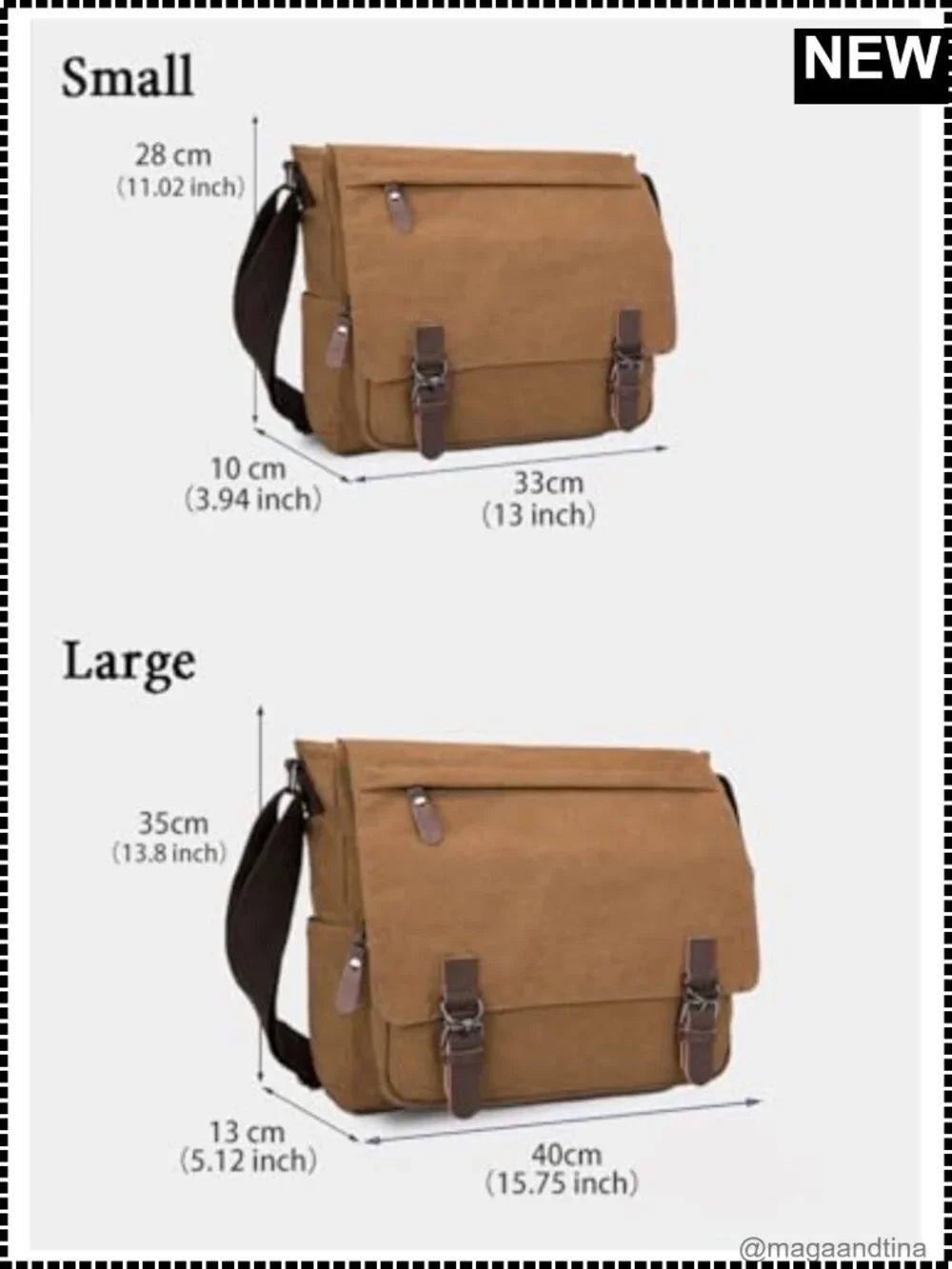 Sechunk Washed Canvas Faux Leather Messenger Crossbody Bag Fits 13.3